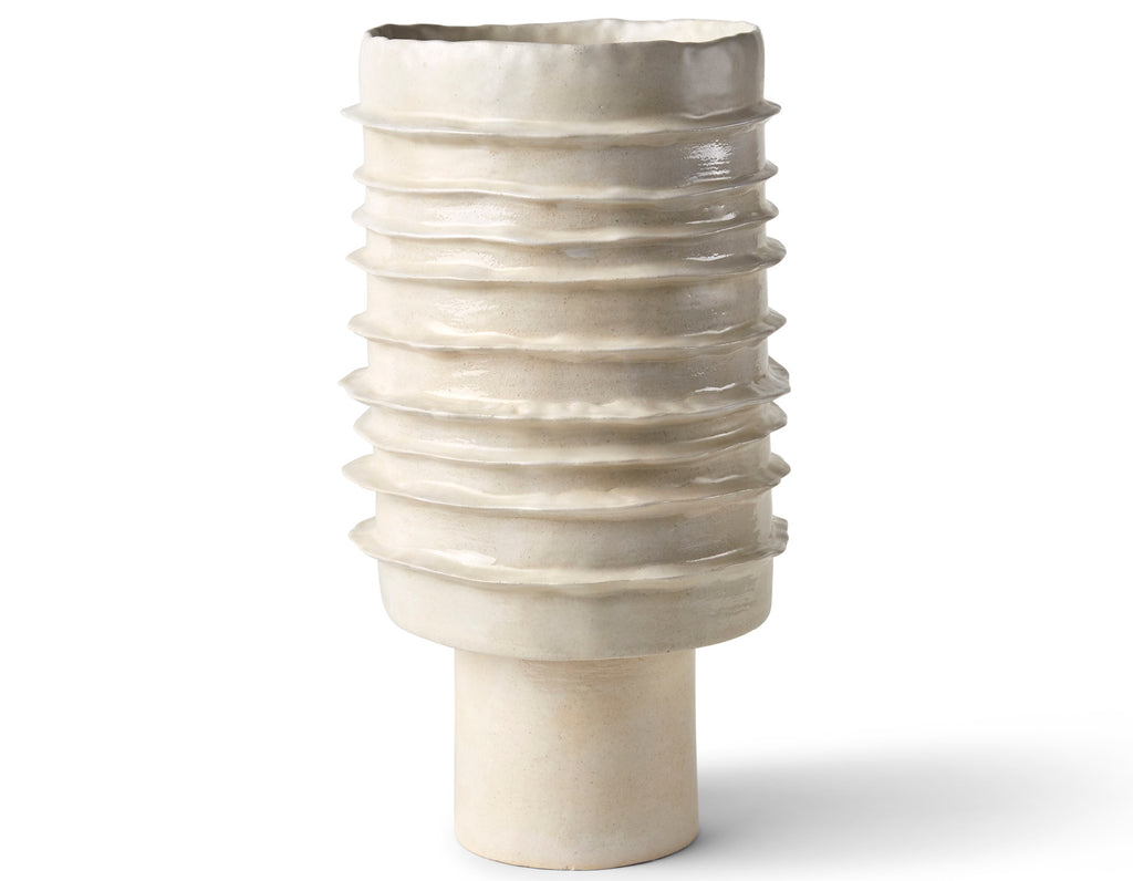 A Deumain - Stripes Vase - Matte Wash White