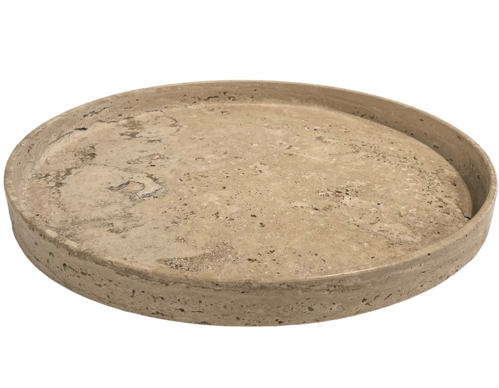 Populus Project - 002 Round Tray - Natural Travertine