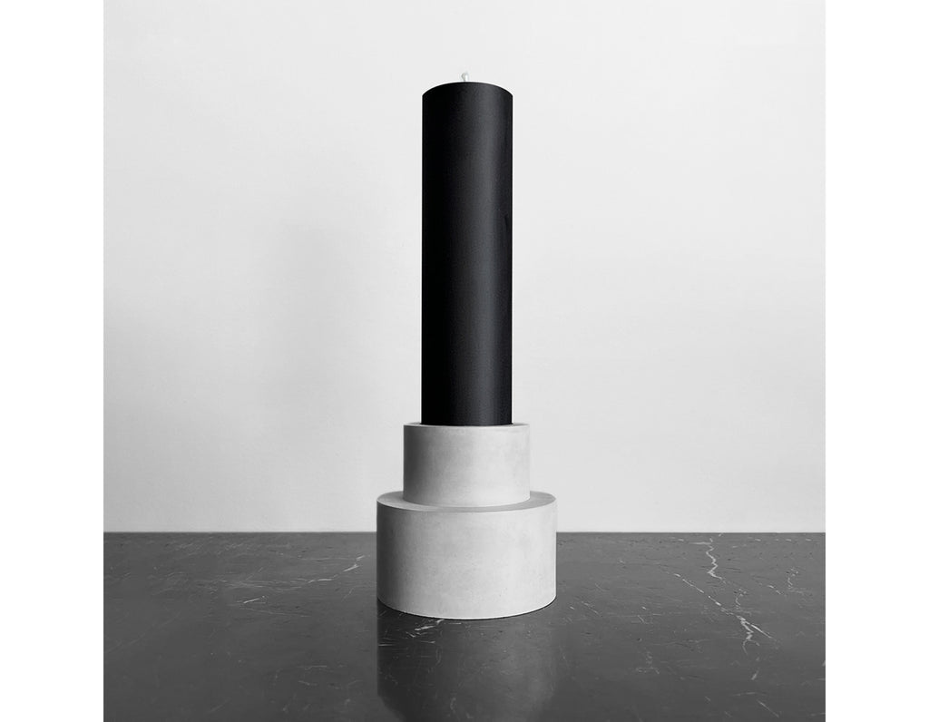 Konzuk - Monument Pillar Candle - Fountain - Cement with Black Wax