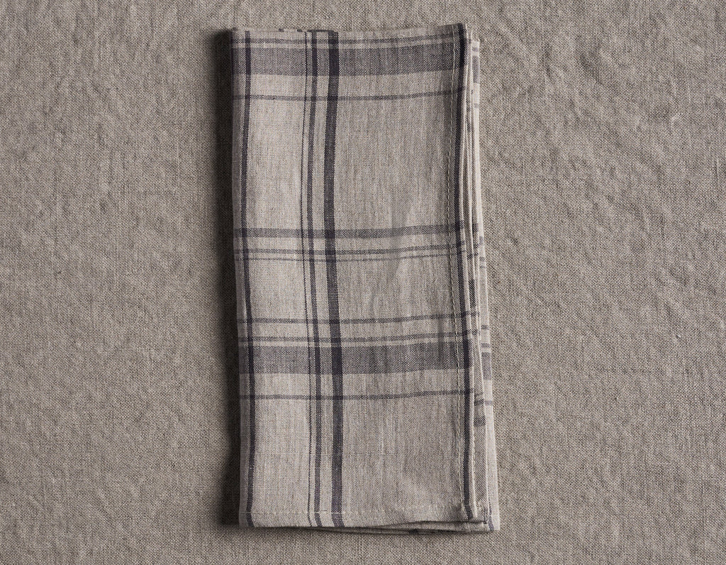 Linen Way - Maine - Napkin - Pewter with Natural Plaid