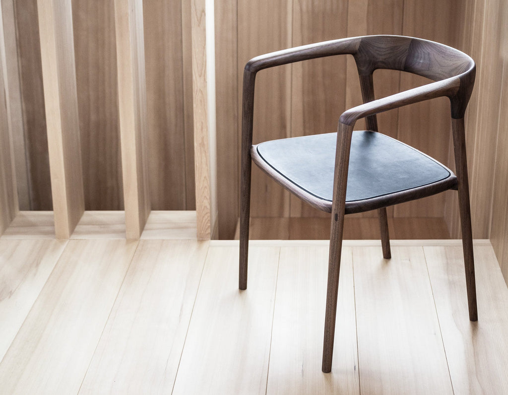 Breá - LMDC Dining Chair - Molded Leather Seat - Walnut