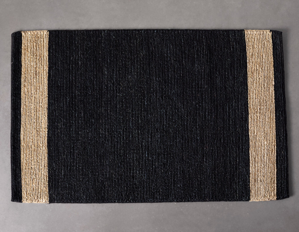 Provide Rugs - Symmetrical Stripe Jute Rugs - Black w Natural Stripe