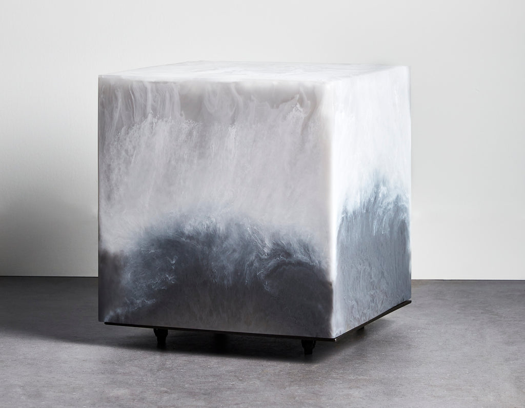 Studio Sturdy - Chief Cube Side Table/Stool - White Marble/Soft Grey Marble