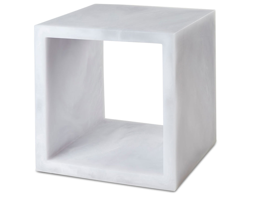 Studio Sturdy Chief Open Cube Table - White Marble - 18"x18"x18"