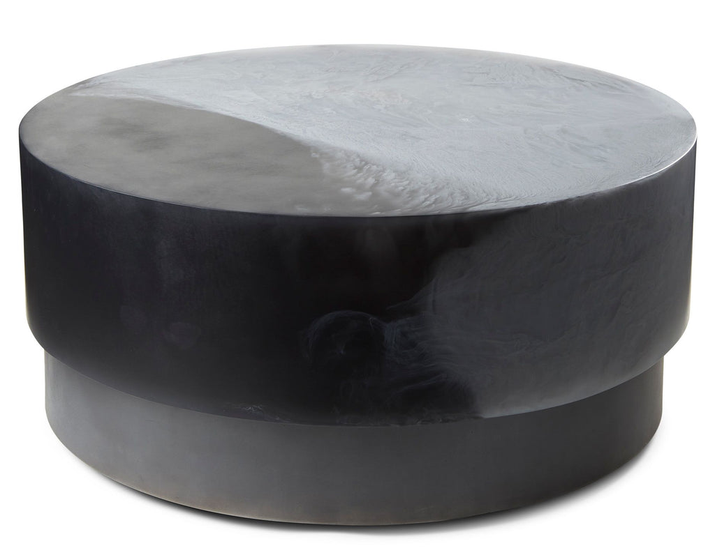 Studio Sturdy - Floating Round Table 36" - Soft Grey Marble/ Charcoal / Charcoal Metal base