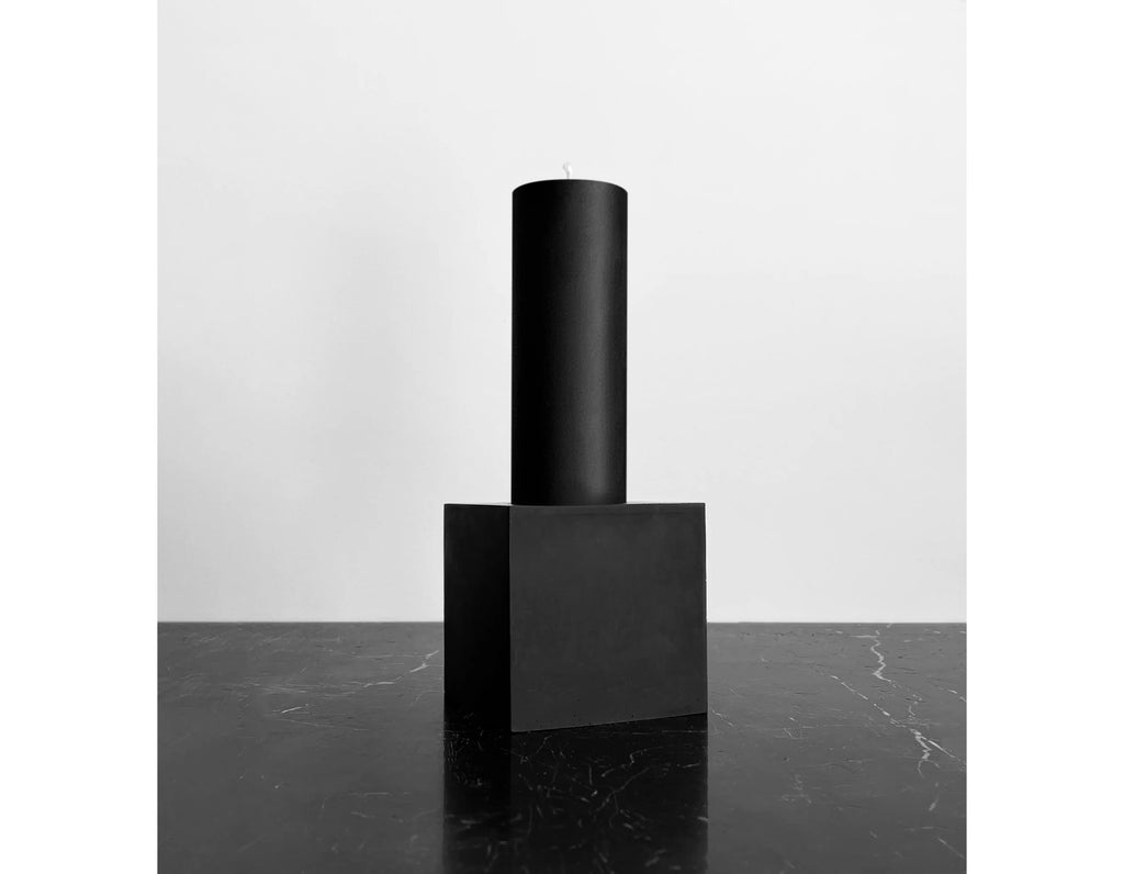 Konzuk - Monument Pillar Candle - Plinth - Coal Black with Black Wax