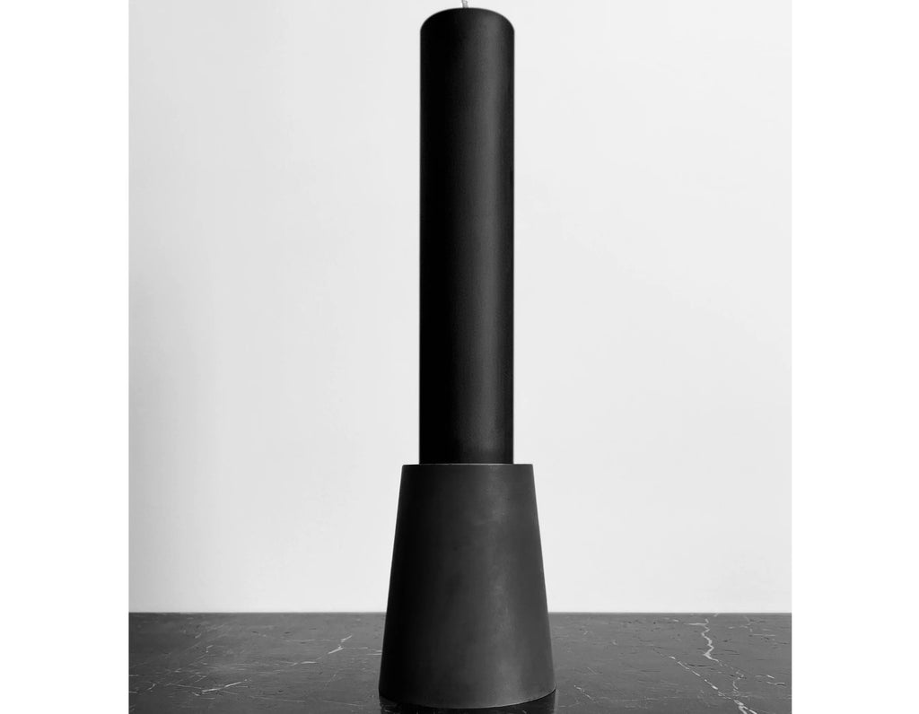 Konzuk - Monument Pillar Candle - Spire - Coal Black with Black Wax
