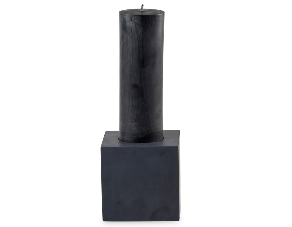 Konzuk - Monument Pillar Candle - Plinth - Coal Black with Black Wax