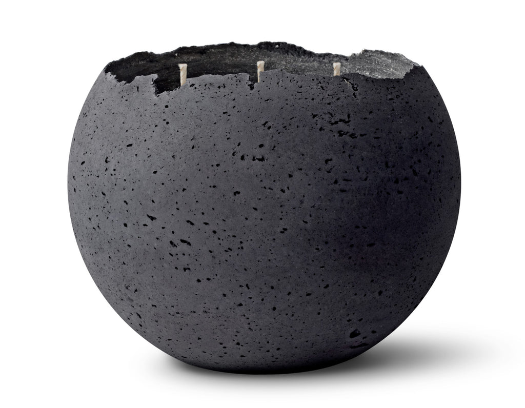 Konzuk - Orbis Large Concrete Candle 3 Wick - Charcoal