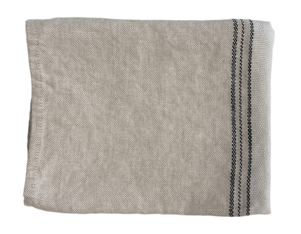 Linen Way - Casa Tea Towel - Beige with Black and White Stripes