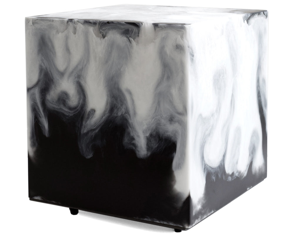 Studio Sturdy - Chief Cube Side Table/Stool - White Marble/Charcoal
