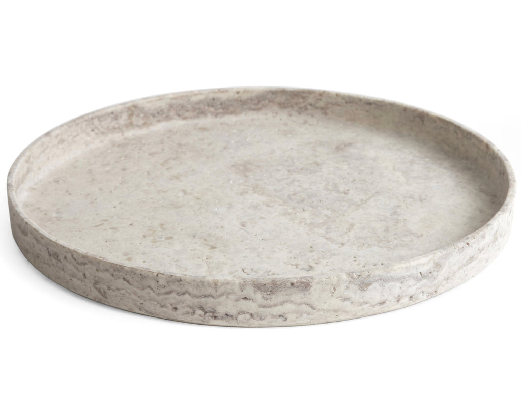 Populus Project - 002 Round Tray - Silver Travertine