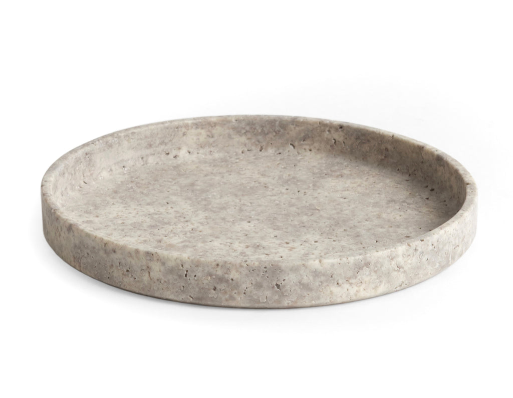 Populus Project - 002 Round Tray - Silver Travertine