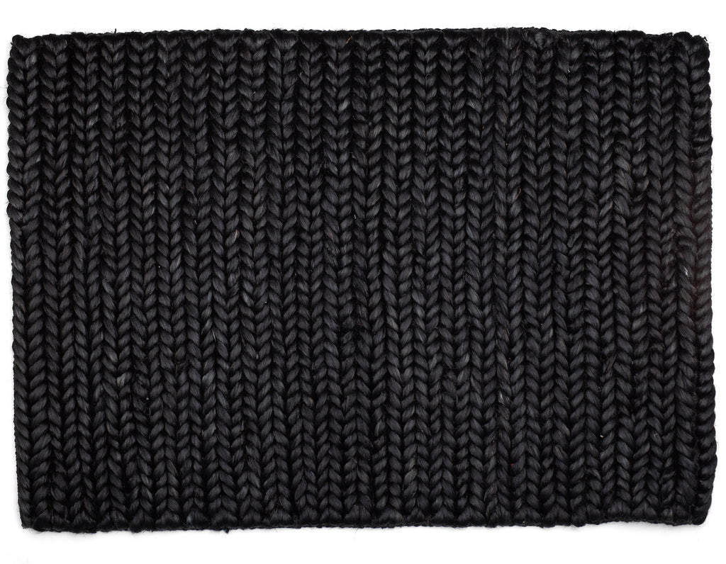 Provide Rugs - Chunky Braided Jute Doormat - Black