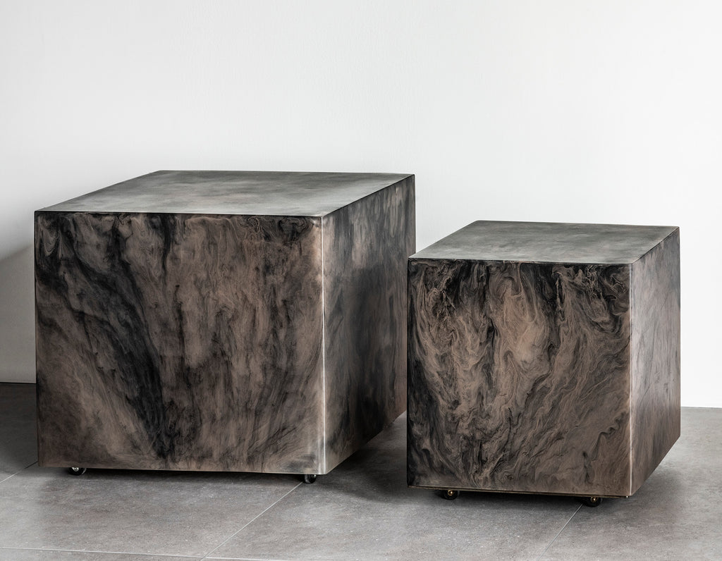 Studio Sturdy - Chief Cube Side Table/Stool - Clay with Black Marble