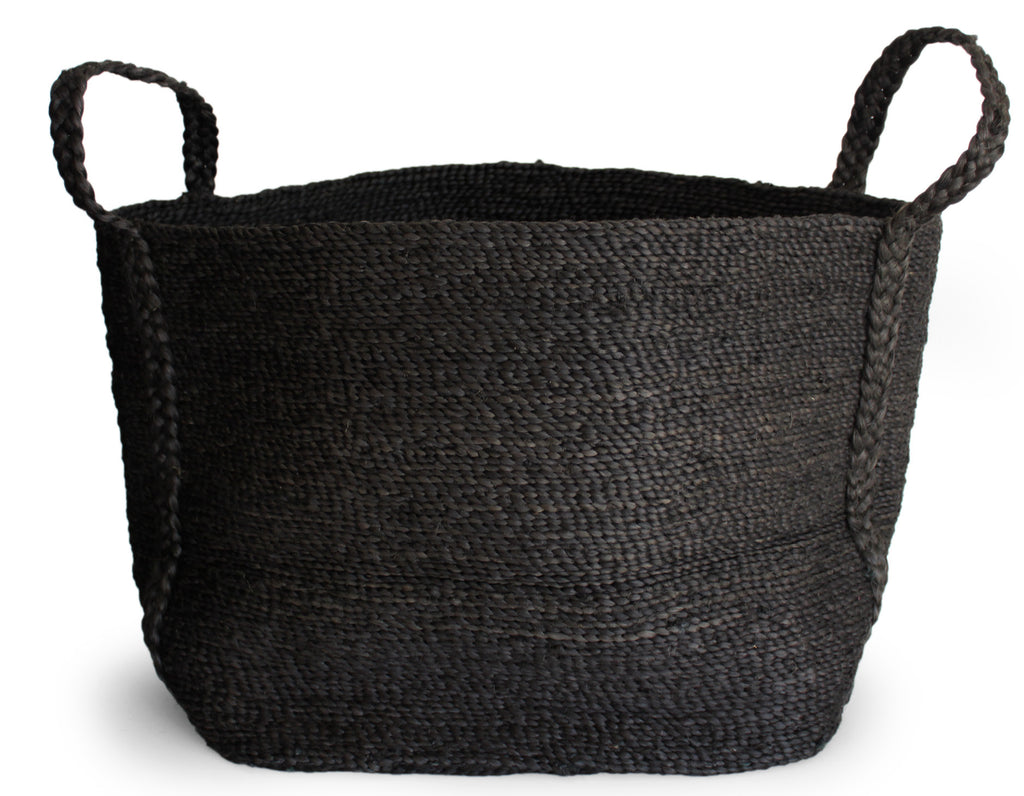 Maya Large Wide Jute Basket Black | J'Jute